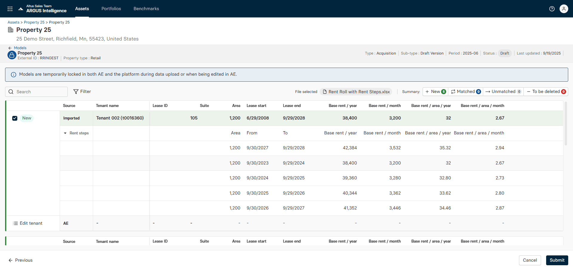 AGL Support Start using ARGUS Intelligence Features Tab Rent Roll Image