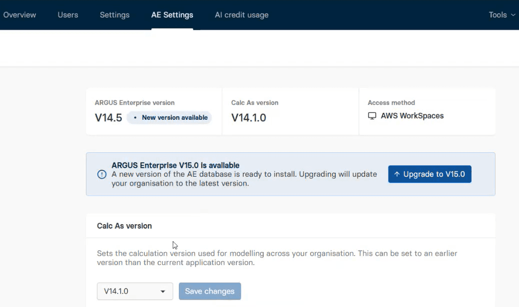 AE settings in AIP